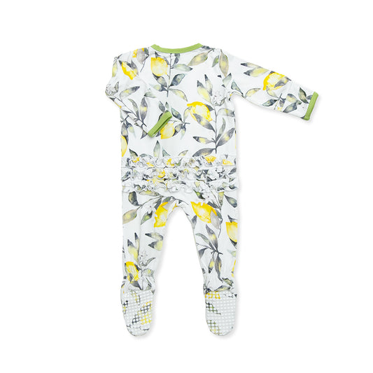 Zippered One Piece Footie in Lemon
