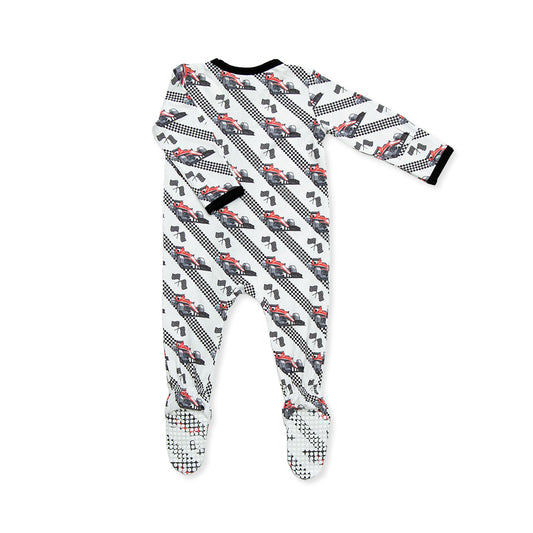 Zippered One Piece Footie in Racecar