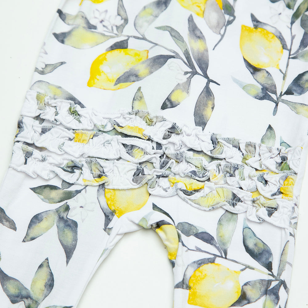 Zippered One Piece Footie in Lemon