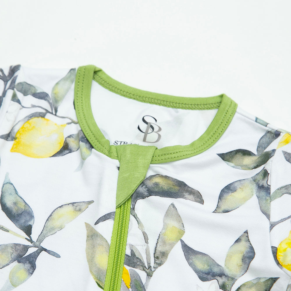 Zippered One Piece Footie in Lemon