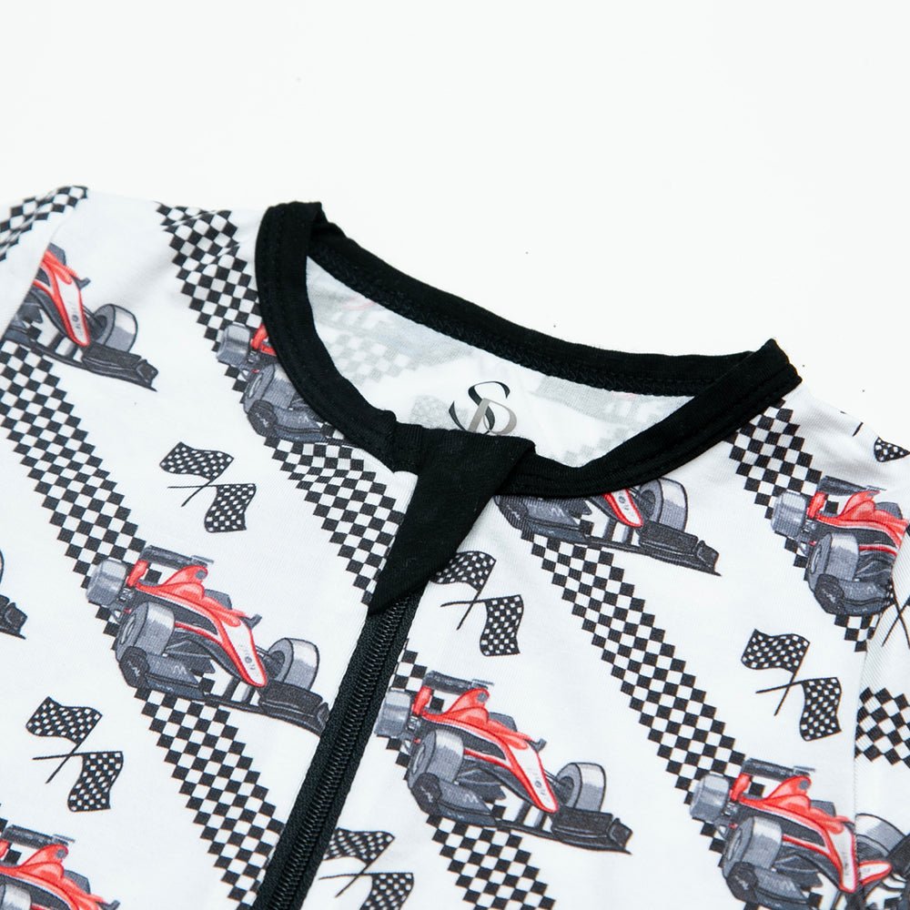 Zippered One Piece Footie in Racecar