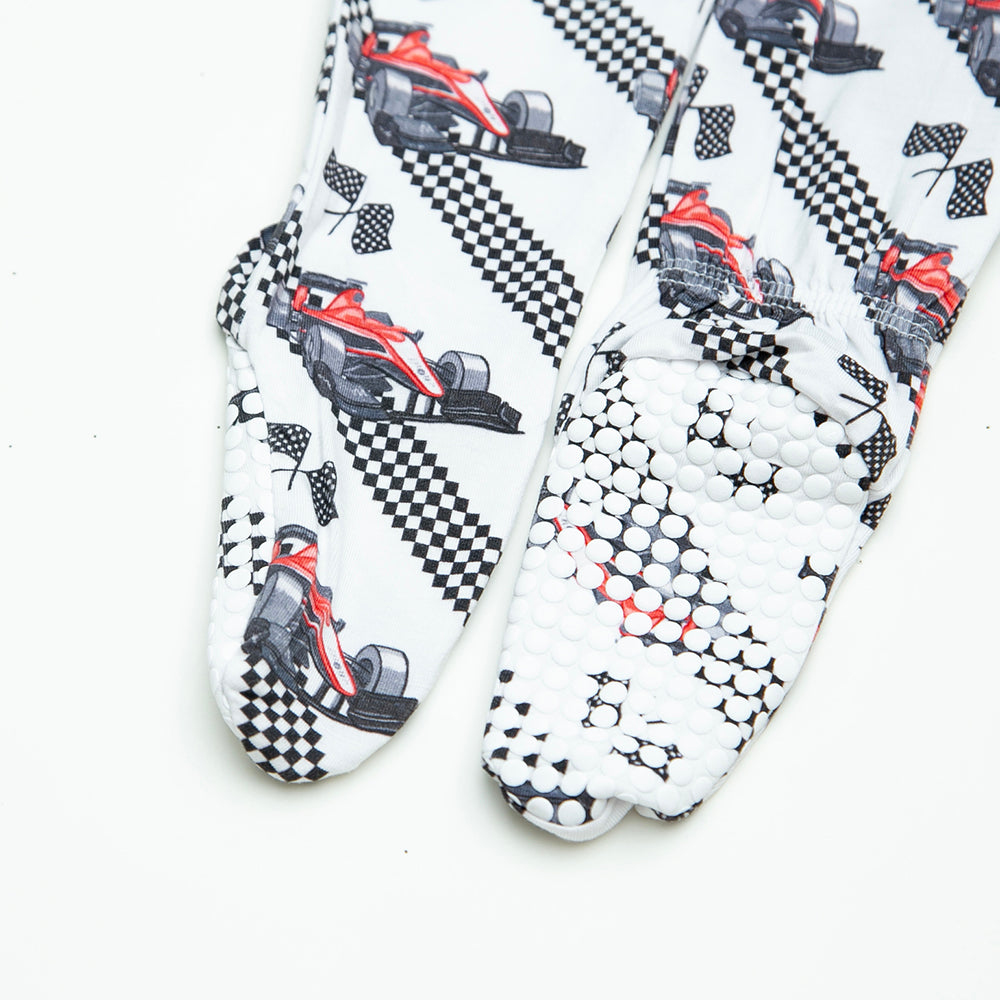 Zippered One Piece Footie in Racecar