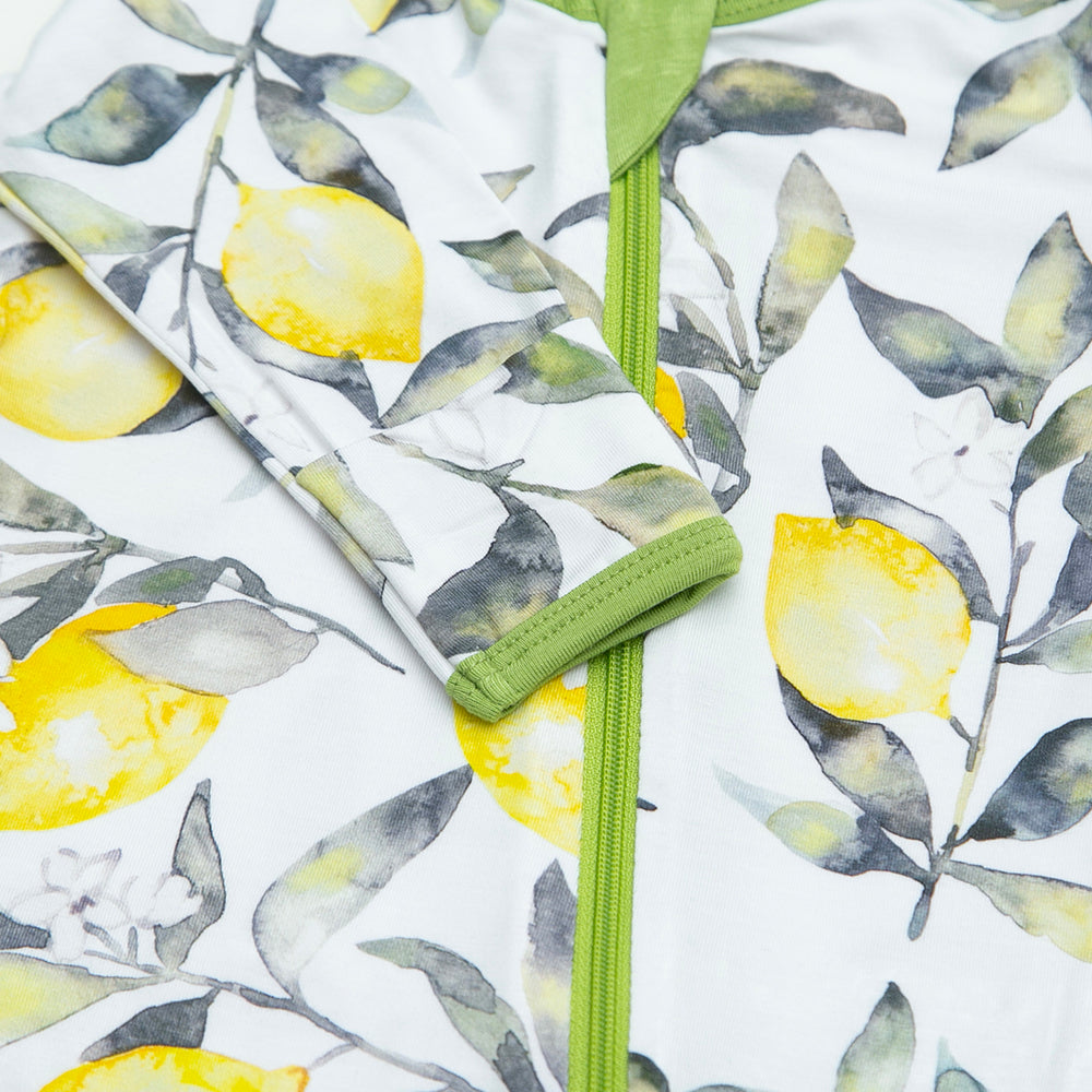 Zippered One Piece Footie in Lemon