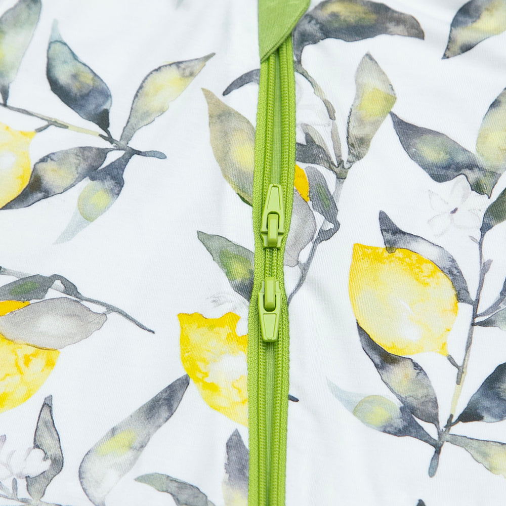 Zippered One Piece Footie in Lemon