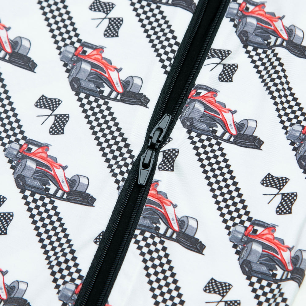 Zippered One Piece Footie in Racecar