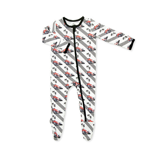 Zippered One Piece Footie in Racecar