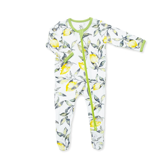 Zippered One Piece Footie in Lemon